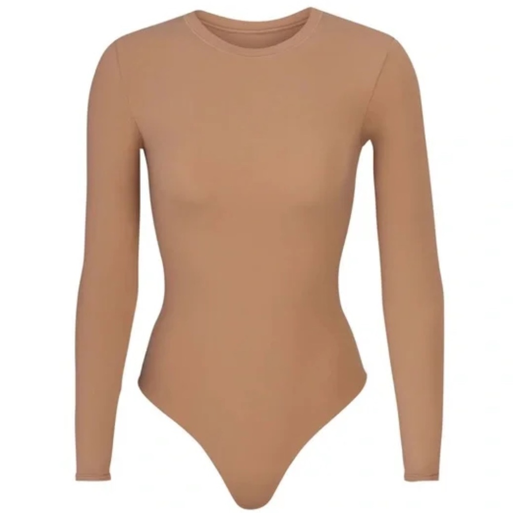 SKIMS Fits Everybody Long Sleeve Crew Neck Bodysuit Color Sienna Size Small NWT